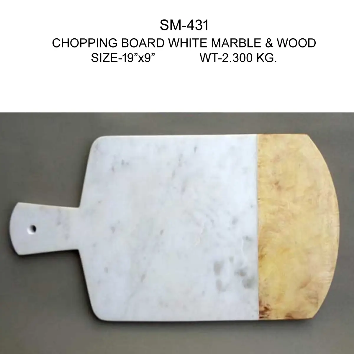 CHOPPING BOARD WOOD+WHITE MARBLE